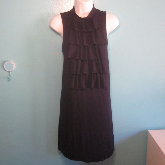 Michael Stars Size 2 Navy Blue Pullover Sleeveless Stretch Ruffle Accent Dress - Picture 10 of 12